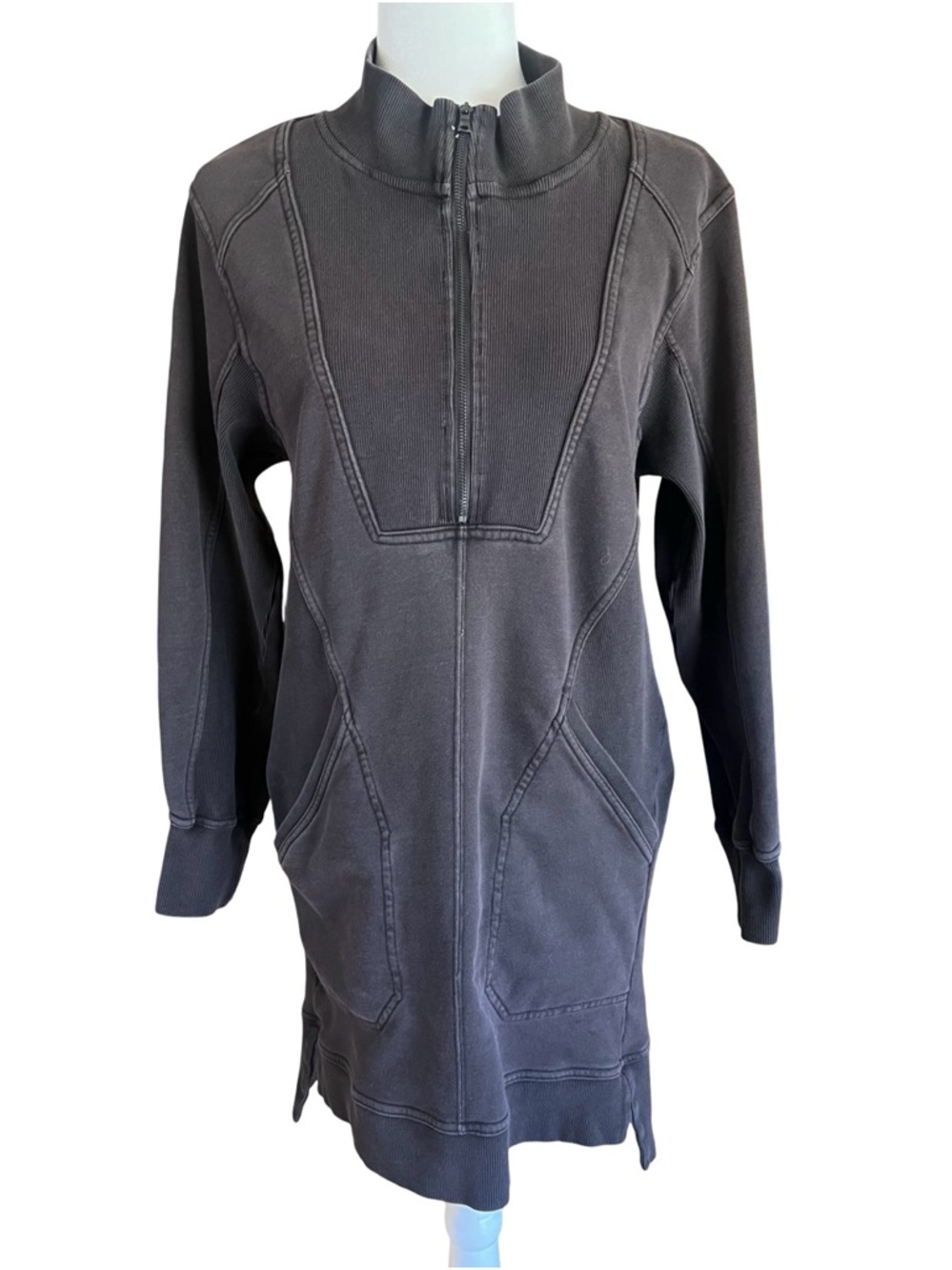 Daily Practice Anthropologie Meru Sweatshirt Mini Dress Washed-Black Sz S Cozy - Picture 3 of 11